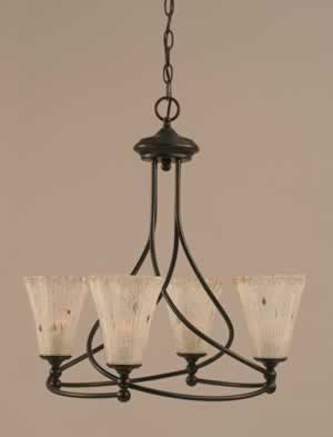 Capri 4 Light Chandelier Shown In Dark Granite Finish With 5.5" Fluted Frosted Crystal Glass
