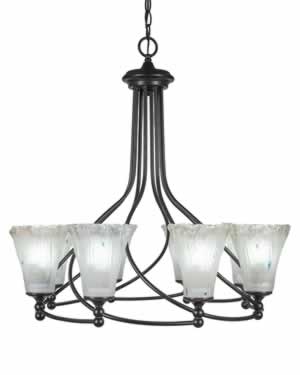 Capri 8 Light Chandelier Shown In Dark Granite Finish With 5.5" Frosted Crystal Glass