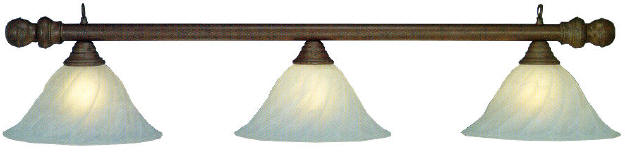 Toltec Billiard Light. This Pool Table Light features 3 Illuminations shades.