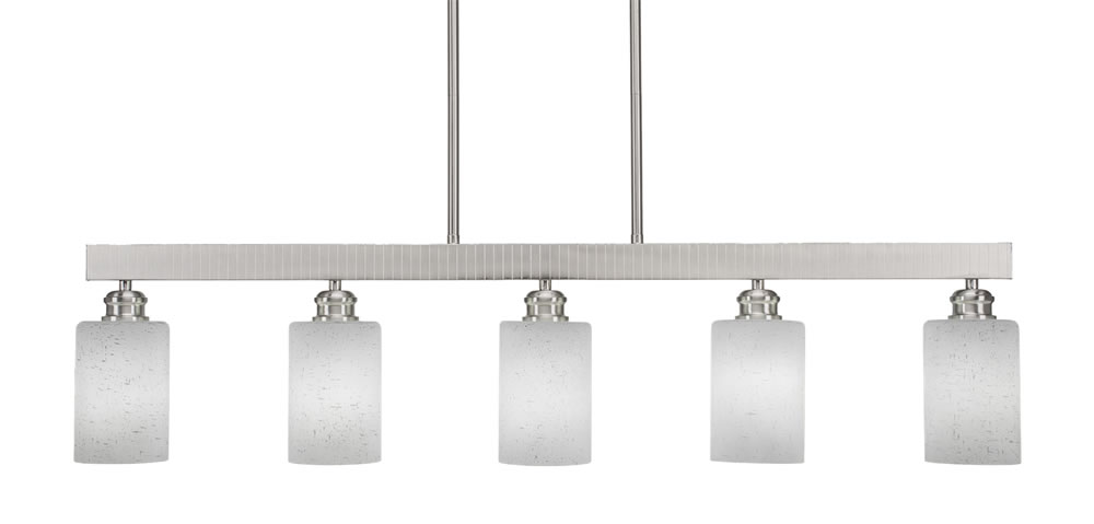 Edge 5 Light Island Bar Shown In Brushed Nickel Finish With 4" White Muslin Glass