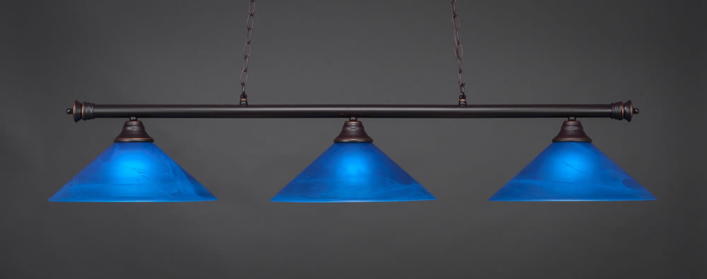 Oxford 3 Light Bar Shown In Dark Granite Finish With 16" Blue Italian Glass