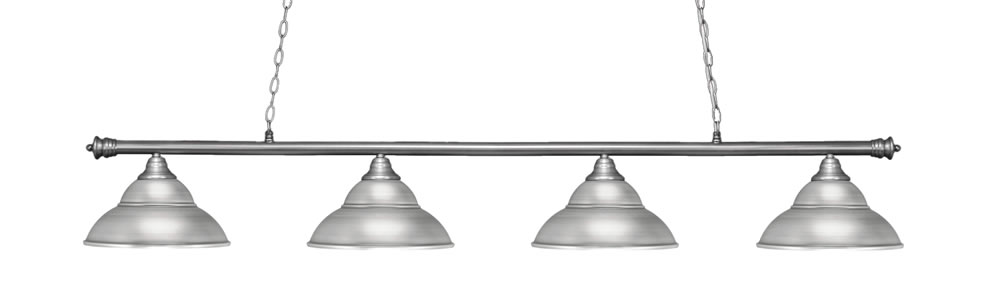 Oxford 4 Light Bar, Brushed Nickel Finish, 13" Brushed Nickel Double Bubble Metal Shades