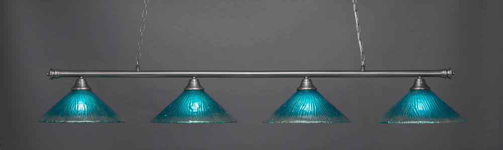Oxford 4 Light Bar Shown In Brushed Nickel Finish With 16" Teal Crystal Glass