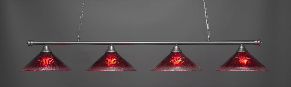 Oxford 4 Light Bar Shown In Brushed Nickel Finish With 16" Raspberry Crystal Glass