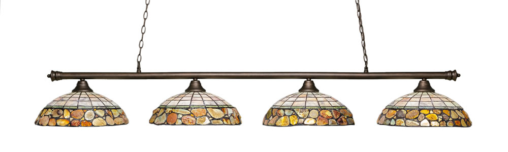 Oxford 4 Light Bar Shown In Bronze Finish With 16" Cobblestone Art Glass