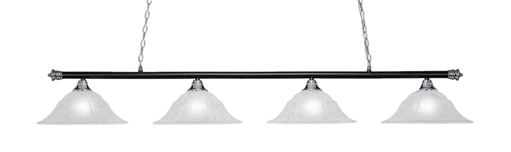 Oxford 4 Light Bar Shown In Chrome & Matte Black Finish With 16" White Marble Glass
