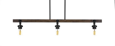Portland 3 Light Island Bar Shown In Painted Wood-look Metal & Dark Granite Finish With Amber Antique Bulbs