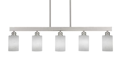 Edge 5 Light Island Bar Shown In Brushed Nickel Finish With 4" White Muslin Glass