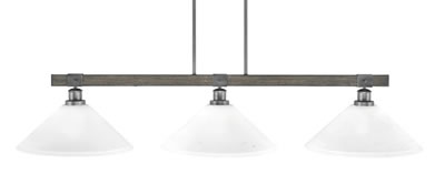 Tacoma 3 Light Bar In Graphite & Painted Distressed Wood-Look Metal Finish With 16" White Muslin Glass