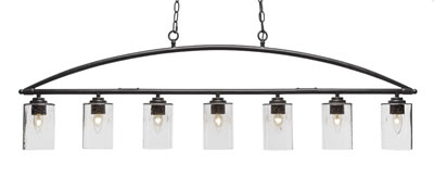Marquise 7 Light Bar Shown In Dark Granite Finish With 4” Clear Bubble Glass