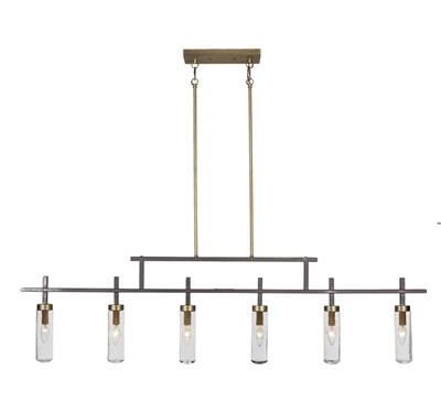 Salinda 6 Light Bar Shown In Espresso & Brass Finish With 2.5” Clear Bubble Glass