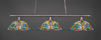 Oxford 3 Light Bar Shown In Brushed Nickel Finish With 19" Kaleidoscope Art Glass
