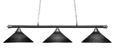 Oxford 3 Light Bar Shown In Chrome & Matte Black Finish With 16" Black Matrix Glass