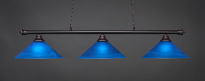 Oxford 3 Light Bar Shown In Dark Granite Finish With 16" Blue Italian Glass