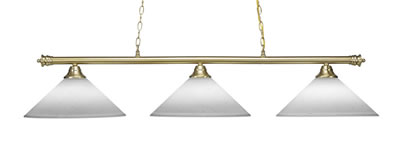 Oxford 3 Light Bar Shown In New Age Brass Finish With 16" White Muslin Glass