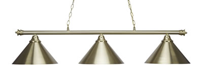 Oxford 3 Light Bar Shown In Bronze Finish With 14” New Age Brass Cone Metal Shades
