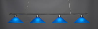 Oxford 4 Light Bar Shown In Brushed Nickel Finish With 16" Blue Italian Glass