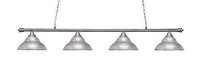 Oxford 4 Light Bar, Brushed Nickel Finish, 13" Brushed Nickel Double Bubble Metal Shades