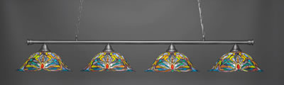 Oxford 4 Light Bar Shown In Brushed Nickel Finish With 19" Kaleidoscope Art Glass
