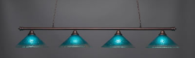 Oxford 4 Light Bar Shown In Bronze Finish With 16" Teal Crystal Glass