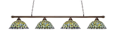 Oxford 4 Light Bar Shown In Bronze Finish With 16" Crescent Art Glass