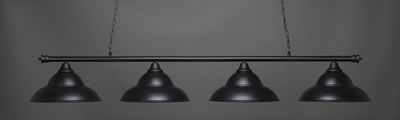 Oxford 4 Light Bar Shown In Matte Black Finish With 16" Matte Black Double Bubble Metal Shades