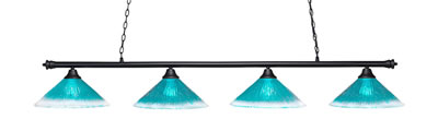 Oxford 4 Light Bar Shown In Matte Black Finish With 16" Teal Crystal Glass