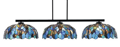 Atlas 3 Light Bar, Matte Black Finish, 16" Blue Mosaic Art Glass