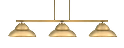 Atlas 3 Light Bar In New Age Brass Finish With 13" New Age Brass Double Bubble Metal Shades