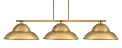Atlas 3 Light Bar In New Age Brass Finish With 16" New Age Brass Double Bubble Metal Shades
