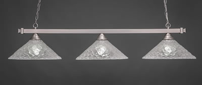 Square 3 Light Bar Shown In Brushed Nickel Finish With 16" Italian Bubble Glass