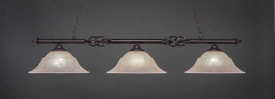 Eleganté 3 Light Bar Shown In Dark Granite Finish With 16" Amber Marble Glass