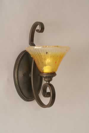 Elegant&eacute; Wall Sconce Shown In Dark Granite Finish With 7" Gold Champagne Crystal glass