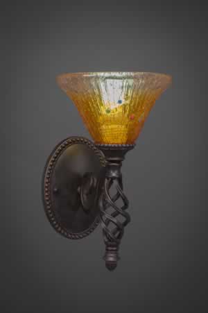 Elegant&eacute; Wall Sconce Shown In Dark Granite Finish With 7" Gold Champagne Crystal Glass