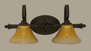 Elegant&eacute; 2 Light Bath Bar Shown In Dark Granite Finish With 7" Gold Champagne Crystal Glass