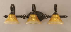Elegant&eacute; 3 Light Bath Bar Shown In Dark Granite Finish With 7" Gold Champagne Crystal Glass
