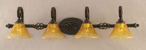Elegant&eacute; 3 Light Bath Bar Shown Dark Granite finish 4 light Bath bar with 7" Gold Champagne Crystal glass