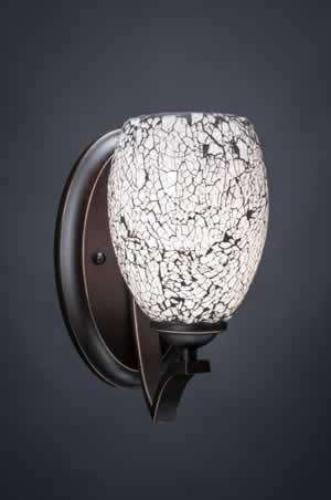 Zilo Wall Sconce Shown In Dark Granite Finish With 5" Black Fusion Glass