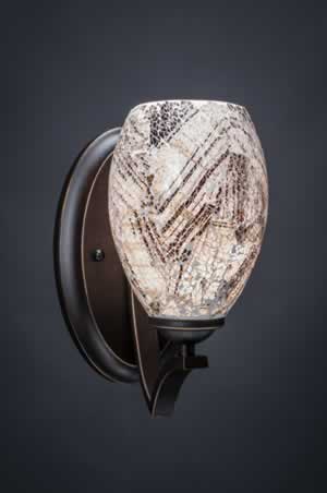 Zilo Wall Sconce Shown In Dark Granite Finish With 5" Natural Fusion Glass
