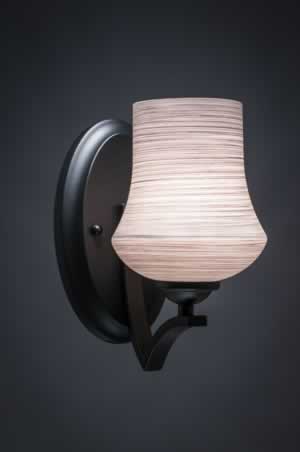 Zilo Wall Sconce Shown In Matte Black Finish With 5.5" Zilo Gray Linen Glass