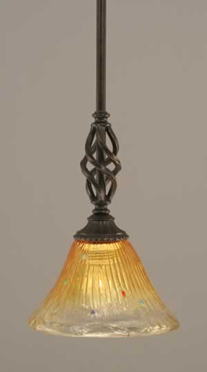 Elegant&eacute; Mini Pendant With Hang Straight Swivel Shown In Dark Granite Finish With 7" Gold Champagne Crystal Glass