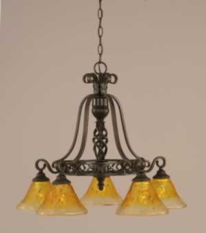 Elegant&eacute; 5 Light Chandelier Shown In Dark Granite Finish With 7" Gold Champagne Crystal Glass