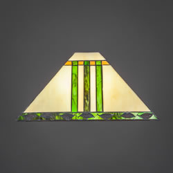 14" Green & Metal Leaf Tiffany Glass