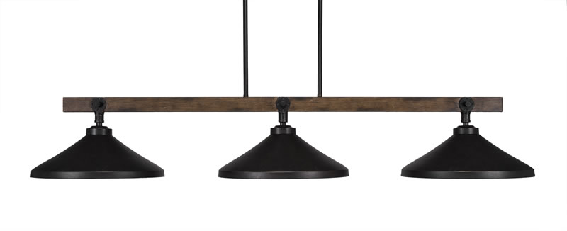 Portland 3 Light Island Bar With 14” Dark Granite Metal Shades