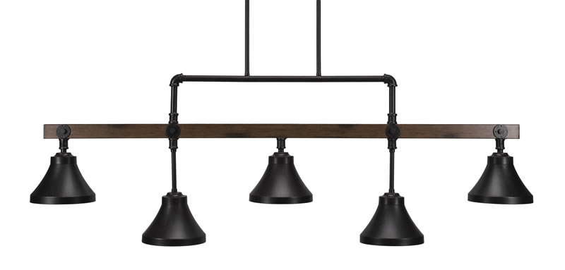 Portland 5 Light Bar With 7" Dark Granite Cone Metal Shades