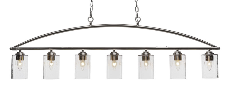 Marquise 7 Light Bar In Brushed Nickel Finish With 4” Clear Bubble Glass