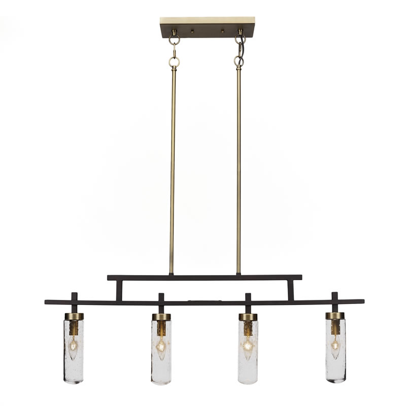 Salinda 4 Light Bar In Espresso & Brass Finish With 2.5” Clear Bubble Glass