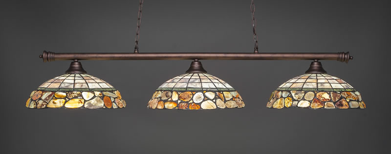 Oxford 3 Light Bar Shown In Bronze Finish With 16” Cobblestone Art Glass