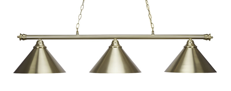 Oxford 3 Light Bar Shown In Bronze Finish With 14” New Age Brass With New Age Brass Cone Metal Shade 