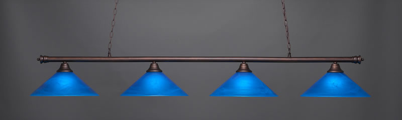 Oxford 4 Light Bar Shown In Bronze Finish With 16" Blue Italian Glass